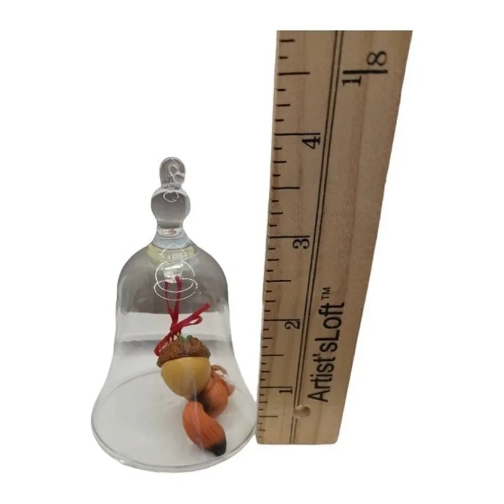 Hallmark vtg bell ring squirel glass bell